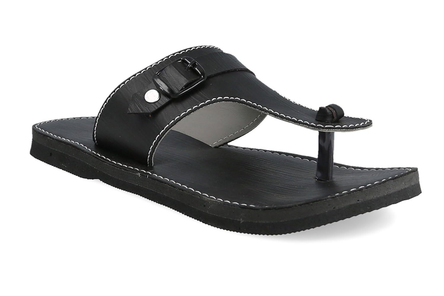 great art men buckle design lightweight ethnic mojri black chappal 206