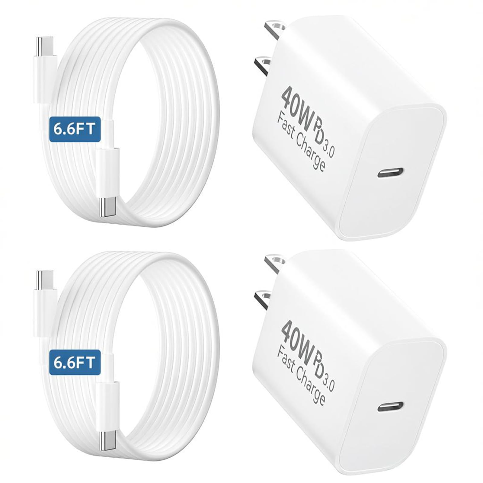 Phone 17 16 Pro Max Charger Fast Charging, 40W USB C Fast Charger with 6.6FT Long Type C Charging Cable Cord for i-Phone 17 16 15 Pro Max/17 16 15 Pro/17 16 15/Plus/Air, i Pad Pro/Air/S24/S25