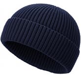 Simapu Wool Fisherman Beanies for Men Knit Fall Winter Beanie Hat Skull Cap | Fashionable Swag Short Knitting Watch Caps , Cuffed Trawler Sailor Hats , 50% Wool Warm Winter Skull Caps for Mens Womens