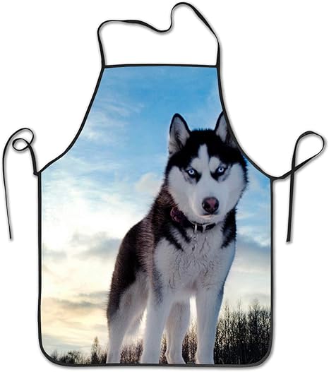 Amazon ハスキー犬女性男性プレミアム品質キッチンエプロンイスラエルハーフアメリカフラグオーバーロック洗える耐久性のある文字列エプロンバーベキュー調理作業グリル焼きベーキングクラフト エプロン オンライン通販