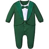 A&J DESIGN Baby Boy Tuxedo Gentleman Footie One-piece Romper with Bow Tie