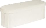 Bonlife Folding Ottoman Storage Bench Cream 120L Oval Footstool 110x38x38cm