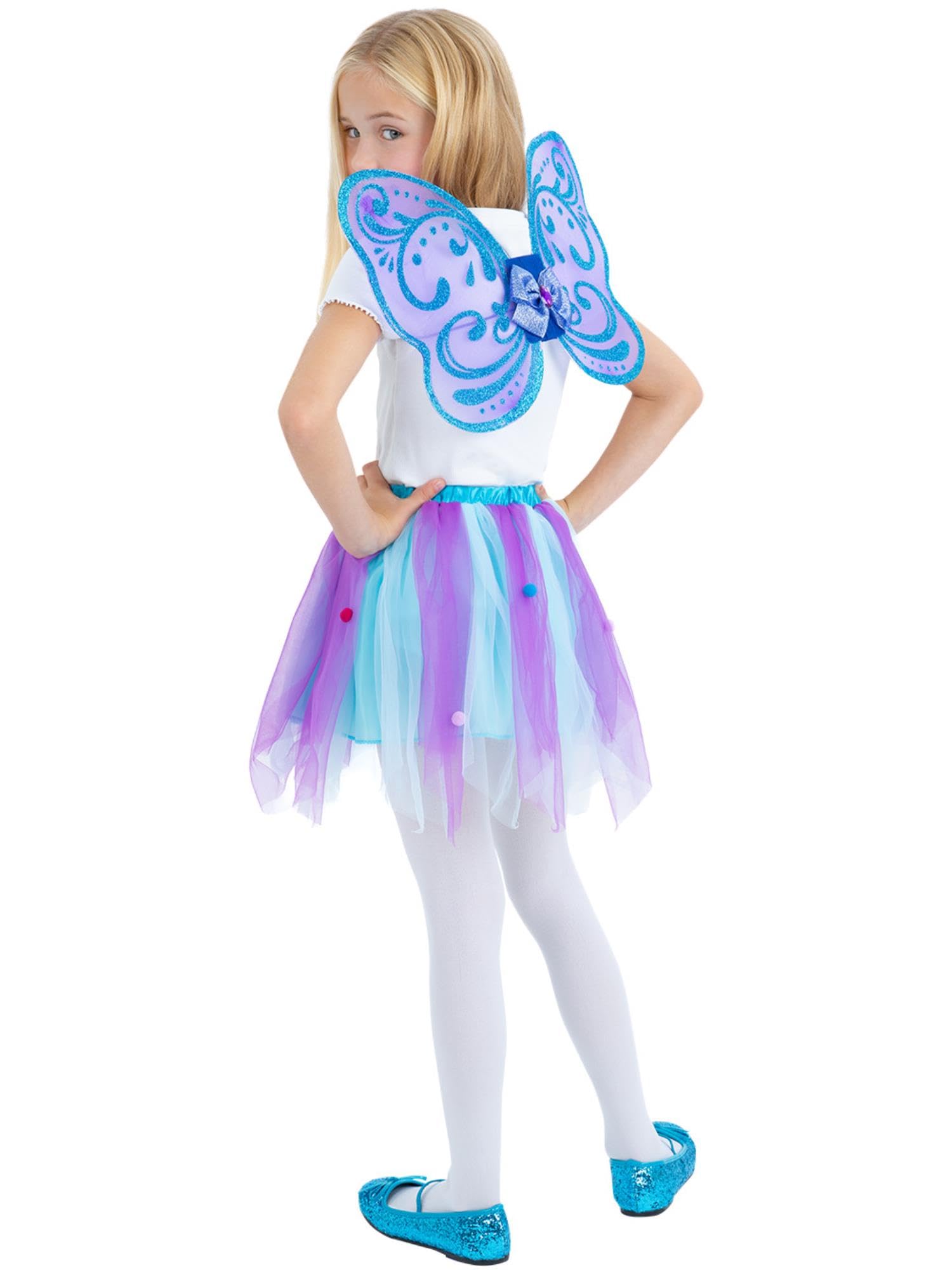 Smiffys Purple Butterfly Kit with Tutu & Wings, Girls Fancy Dress, Child Dress Up Accessories