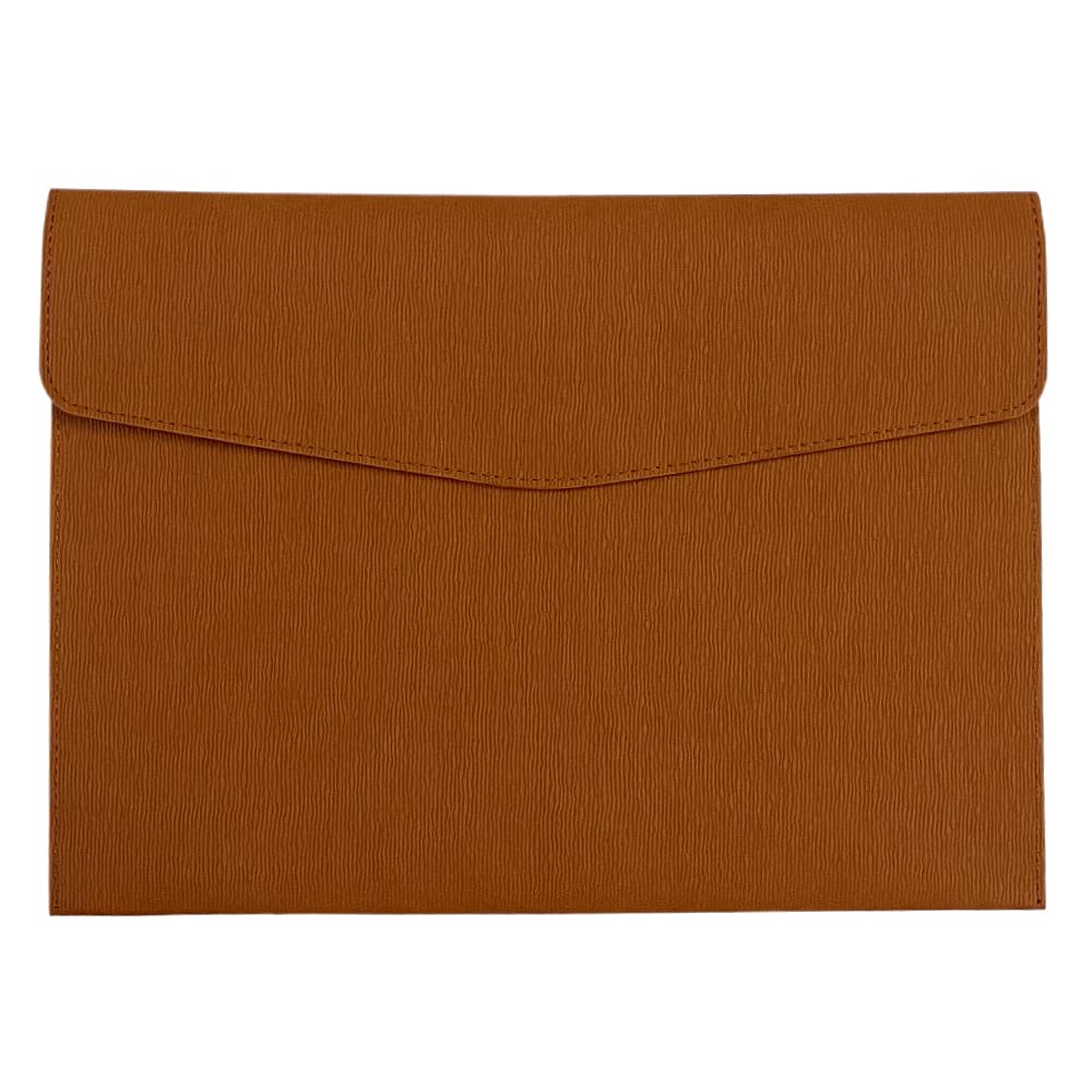 Oneyijun PU Leather A4 File Folder Document Holder Waterproof Portfolio Envelope Folder Case with Snap Closure 13x9.5 inch Brown