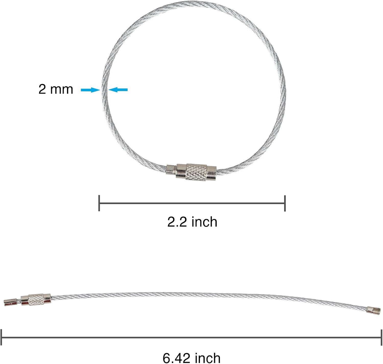 Pawfly Wire Keychain Cable 6 inch Stainless Steel Key Ring Loop for Outdoor Hiking: Clothing