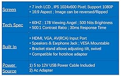 7 inch Small HDMI VGA AV RCA Monitor 1080P Second