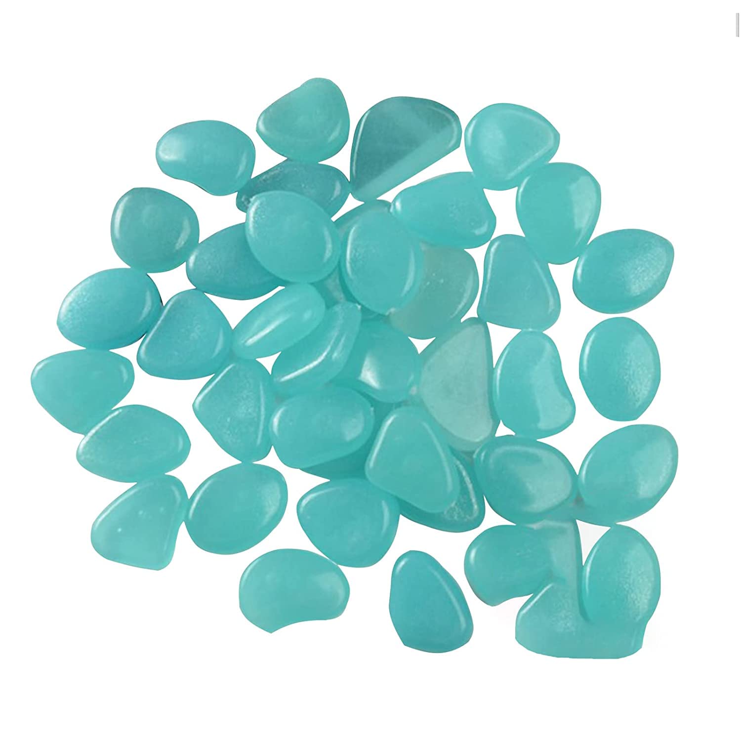 MacroHu Pack of 100 Glow in the Dark Pebble Stones Glow in the Dark Fluorescent Pebble Stones Luminous Stones Luminous Stones Aquarium Stones Garden Stones Decorative Stones - Light Blue