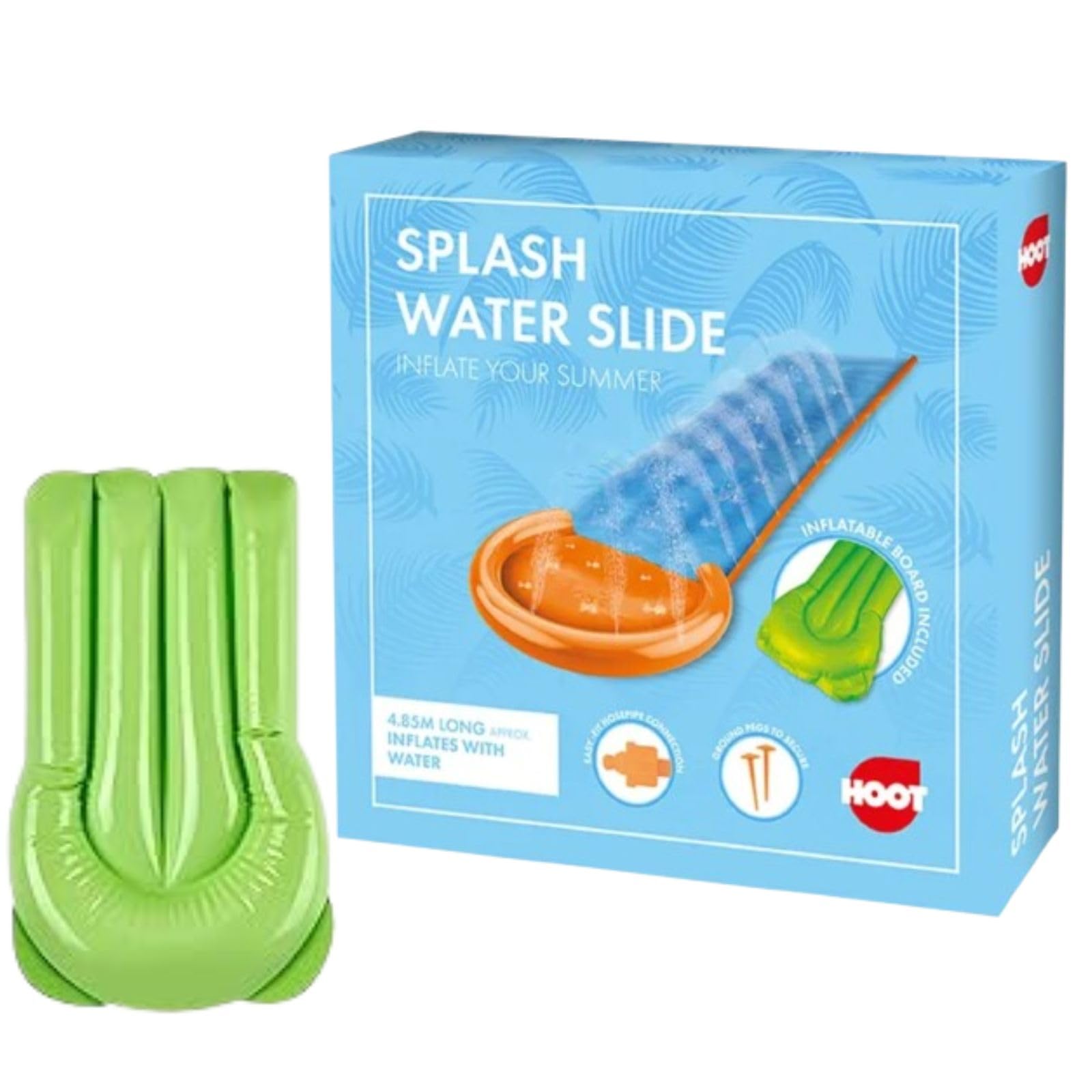 4.85m Inflatable Water Slide | Includes Body Board & 2x Ground Stakes | Outdoor Garden Slip Slide for Adults | Easy Setup Summer Splash Fun Activity | Water Spray Feature (Pack of 1)