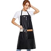 izzycka Hair Stylist Apron - Salon Aprons Pu Waterproof Protective Coated - Bleach Proof Barber Apron for Women/Men with Pockets.for Cosmetologist -Dog Grooming - Dishwashing Apron Black