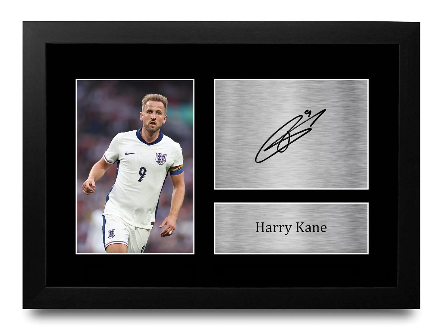 HWC Trading Harry Kane Gift Signed A4 Printed Autograph Gifts Photo Display (England Framed)