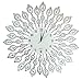 Lulu Decor, 25” Crystal Leaf Metal Wall Clock, 9” White Glass Dial with Arabic Numerals, Decorative Clock for Living Room, Bedroom, Office Space
