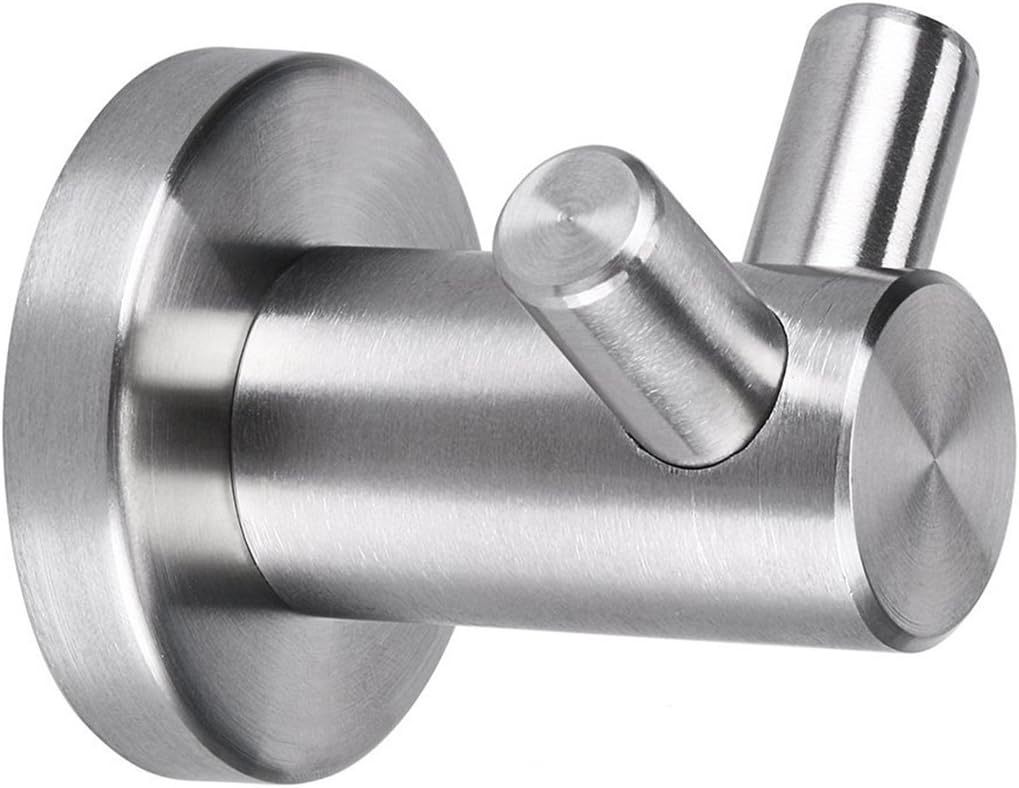 MuSshang 304 Stainless Steel Bathroom Kitchen Wall Hook Double Prong Robe Towel Simple Stylish Towel Hook Robe Hook Brushed Finish,Water and Rust Proof, Heavy Duty 831 [Energy Class A+++]