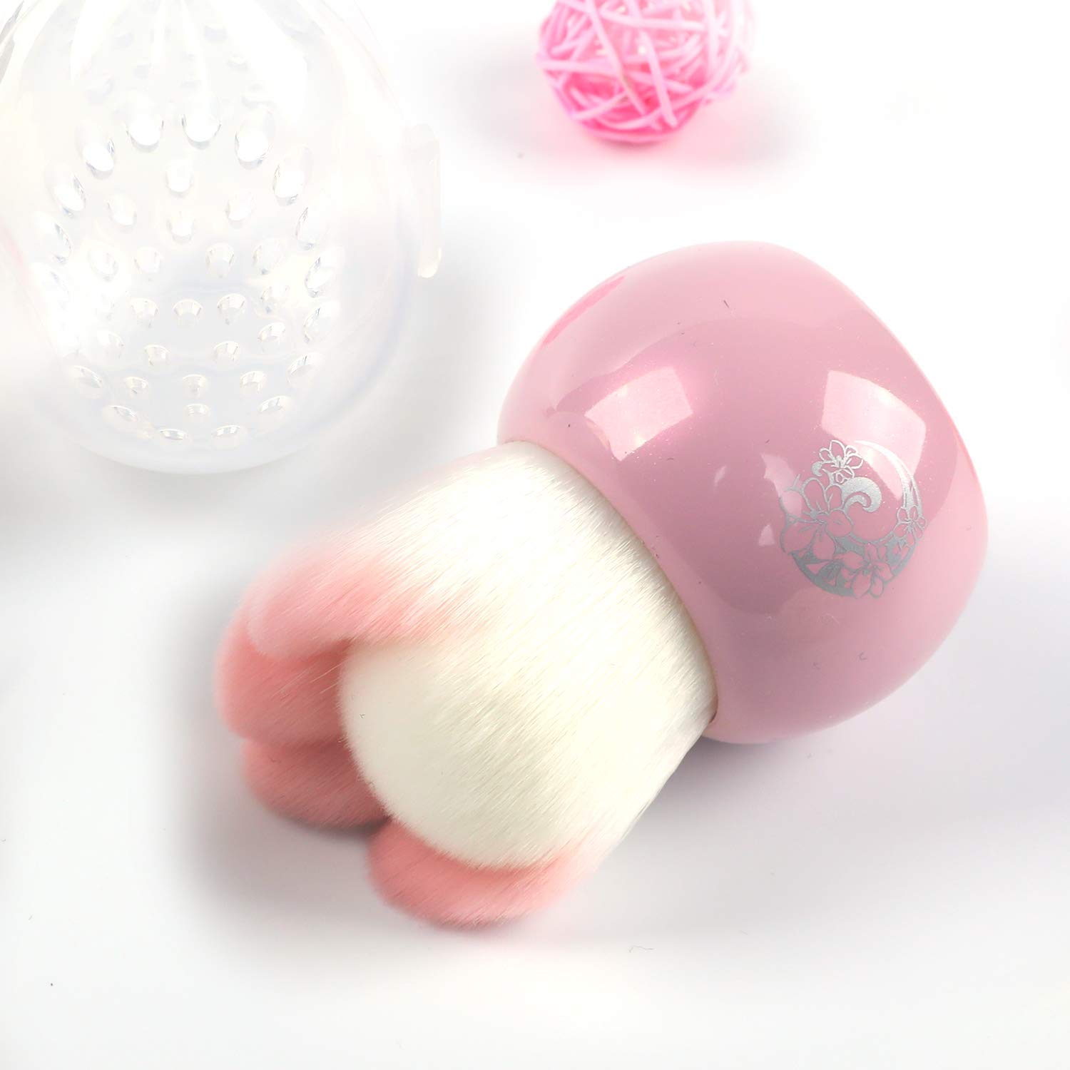 ENERGY Kabuki Blush Brush with Travel Case Cute Full Coverage Face Makeup Brush for Mineral Powder Flawless Makeup Application Best Christmas Gifts for Girls Women (Cat paw,Pink): Beauty