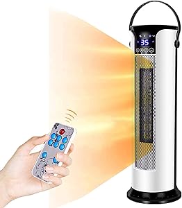 FDSAD Outdoor Patio Infrared Heater - 2000W Vertical Tower Fan Electric with Three-Stage Adjustable Heater for Home and Office