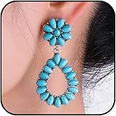 Turquoise Earrings for Women Trendy Boho Teardrop Earrings Statement Western Country Jewelry