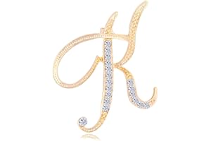 ETHOON Letter Brooch Pins Initial Rhinestone Brooch for Women Crafts Gold A-Z