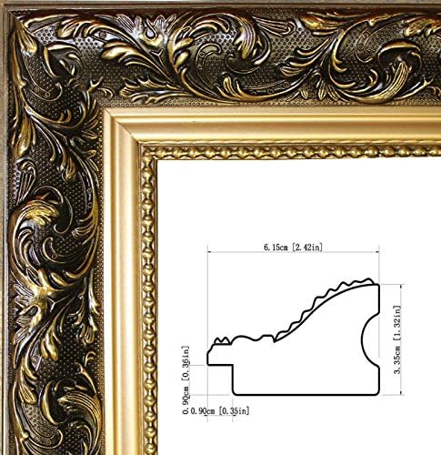 gold ornate finish, Brown Black picture /posterframe size 10x13-inch,solid wood, 2.42 inches wide