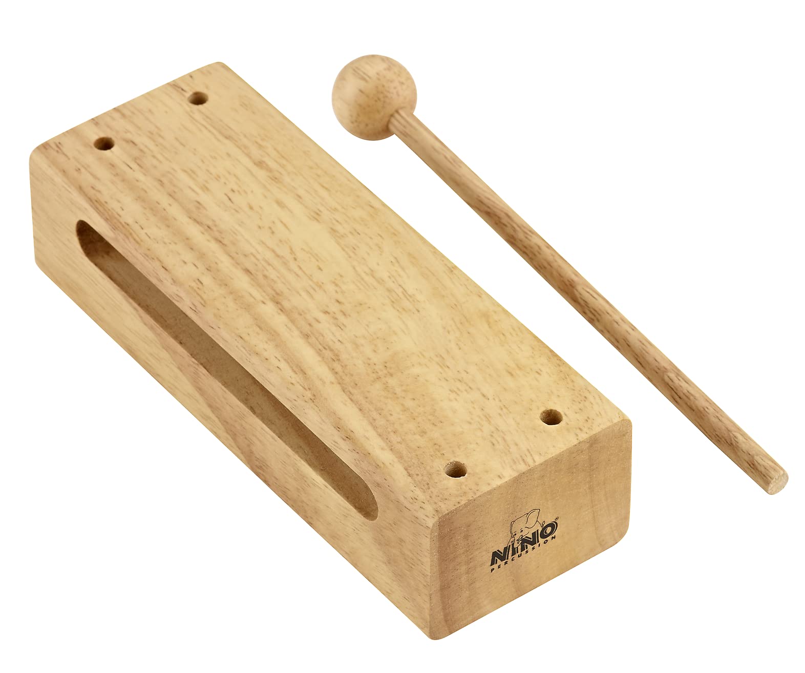 Nino Percussion Wood Block Instrument - Large Musical Instrument for Children from 3 Years - Siam Oak, Natural (NINO22)