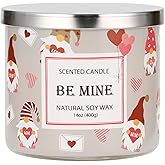 Valentine’s Day Gnomes Candle,Strawberry Scented Candle, Large 3 Wicks, Be Mine Candle Gifts for Wedding Day Engagement Anniversary Candle,Gifts for Girlfriend Wife Couples,14 oz