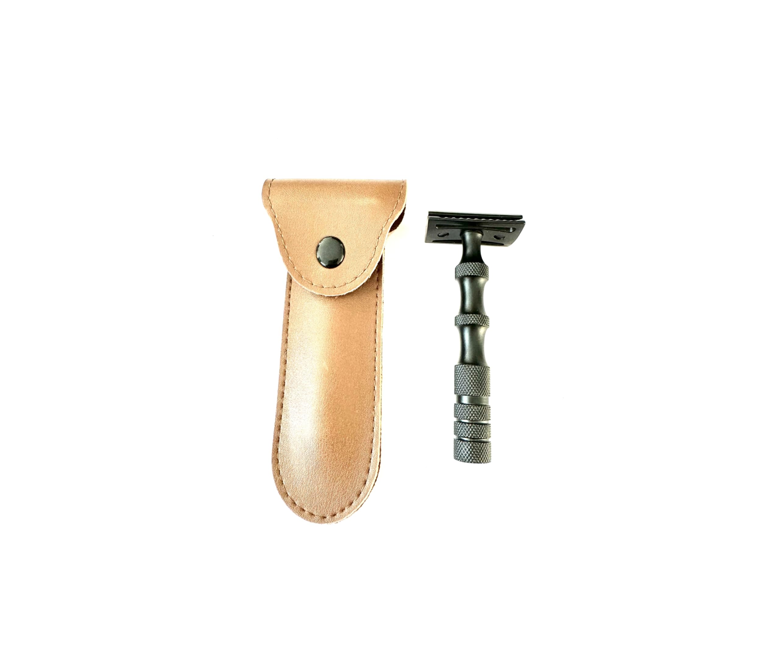 Stainless Steel Straight Grooming Barber Beard Trimmer Mens Razors for Shaving Manual Eco Friendly Double Edge Safety Razor for Men and Women Reusable Classic Safety Razor (Black)