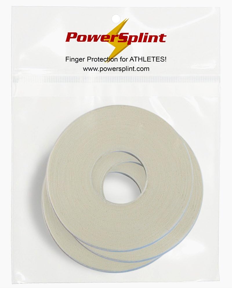 PowerSplint Finger Tape for Athletes; 3-Pack; 1/3 inch Wide (.8 cm); White Sports Athletic Tape