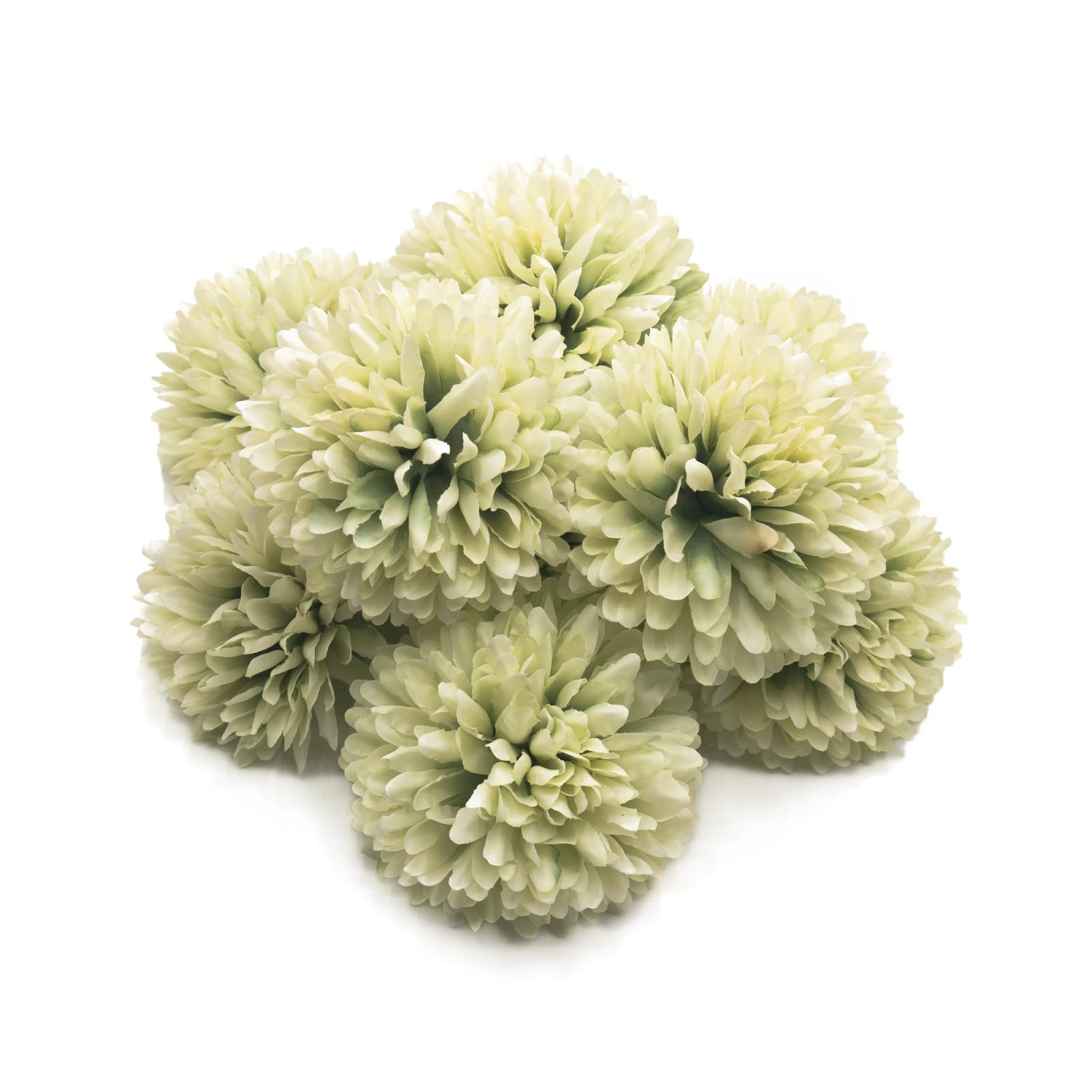 Photo 1 of 10Pcs Green Artificial Chrysanthemums Ball Flowers,Artificial Flowers Stemless Faux Ball Chrysanthemum for Home,Lifelike Artificial Chrysanthemum Ball Flowers for DIY Wedding Party Decoration