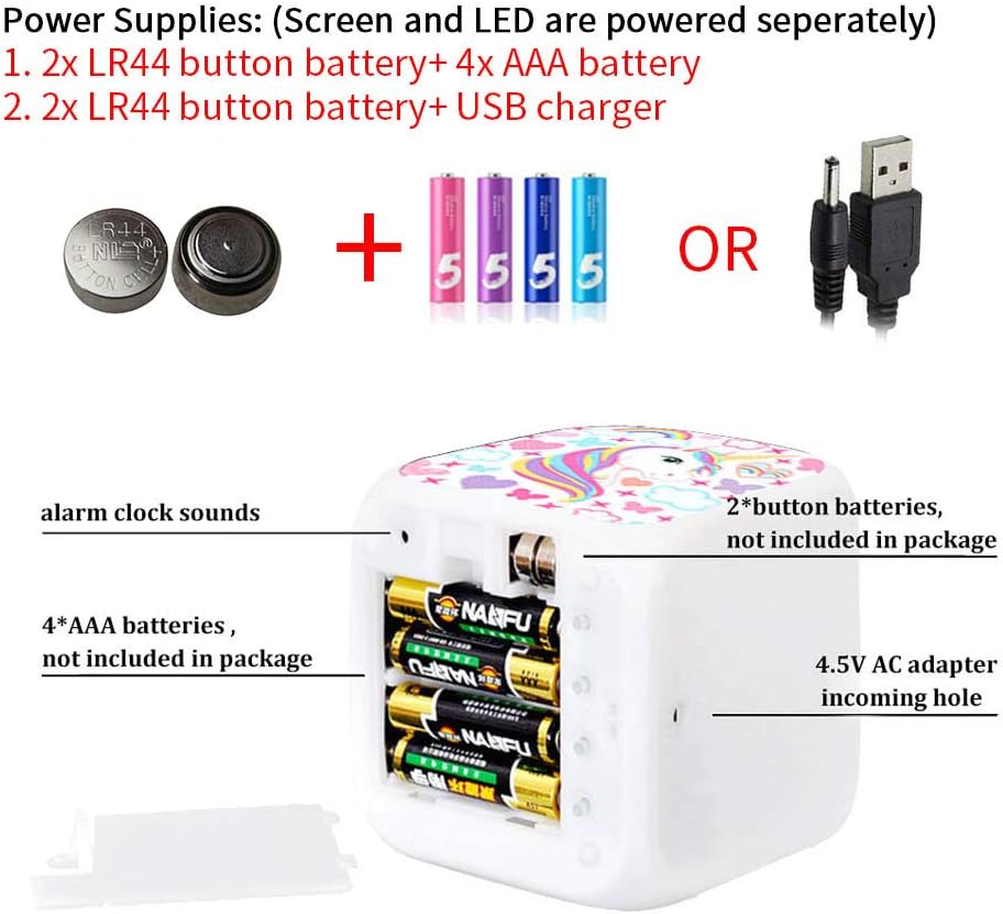 RJMAC Kids Alarm Clocks, Digital Wake Up Clock with 7 Colors Changing Light Bedside Clock with 8 Alarm Sounds, with Date Calendar Temperature for Students/Boys/Girls - Image 3