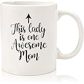 One Awesome Mom Funny Coffee Mug - Gifts for Mom, Women - Best Mom's Gifts from Daughter, Son, Kids, Husband - Cool Birthday Present Idea for New Mother, Wife, Her - Novelty Mom's Mug, Cup