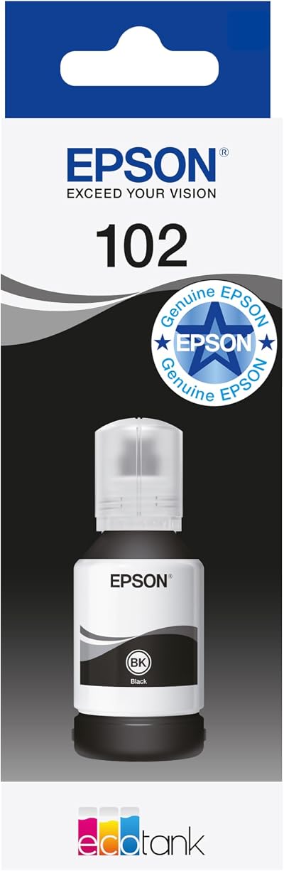 Epson EcoTank 102 Black Ink Bottle Genuine Ultra High Yield ET- Series