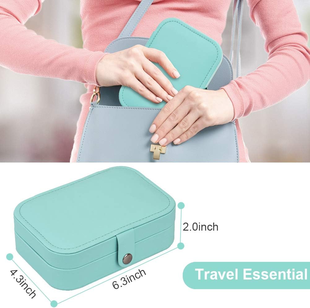 homchen Travel Jewelry Organiser Cases, Jewelry Storage Box for Necklace, Earrings, Rings, Bracelet (Box-Light Blue): Home & Kitchen