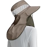 Womens Sun Hat Wide Brim UPF50+ Outdoor Sun Protection Ladies Fishing Hat with Neck Flap Detachable Face Cover
