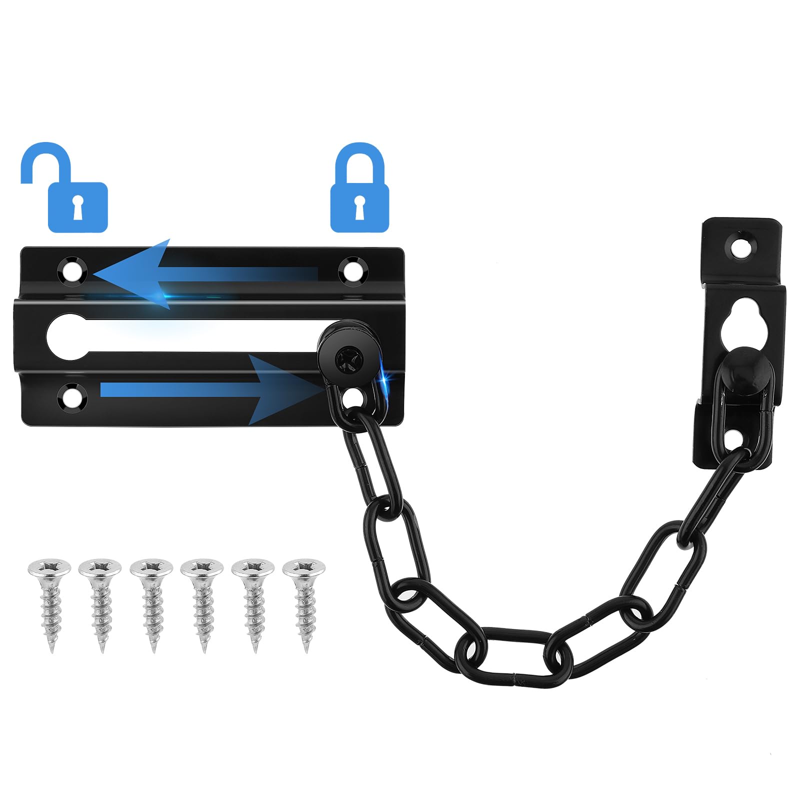 Photo 1 of Amaxiu Door Security Chain Lock, Heavy Duty Latch Chain Door Lock Anti-Theft Internal Front Lock Sturdy Guard Thickened Chain Lock Child Proof Slide Restrictor for Home Hotel Apartment Bedroom(Black)