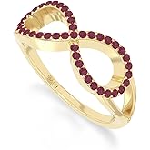 LUSTRE AND LIGHT Natural Gemstone Infinity Promise Rings for Women in Silver/18K Yellow/Rose Gold Vermeil, Birthstone Jewelry Gifts for Her Birthday, Wedding Anniversary, Graduation, Christmas