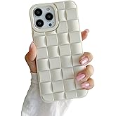 Ginkgonut Compatible with iPhone 13 Pro Case for Women/Girls, Cute 3D Laid Desgin Soft Silicone Shockproof Raised Bumper Corners Case for iPhone 13 Pro(White)