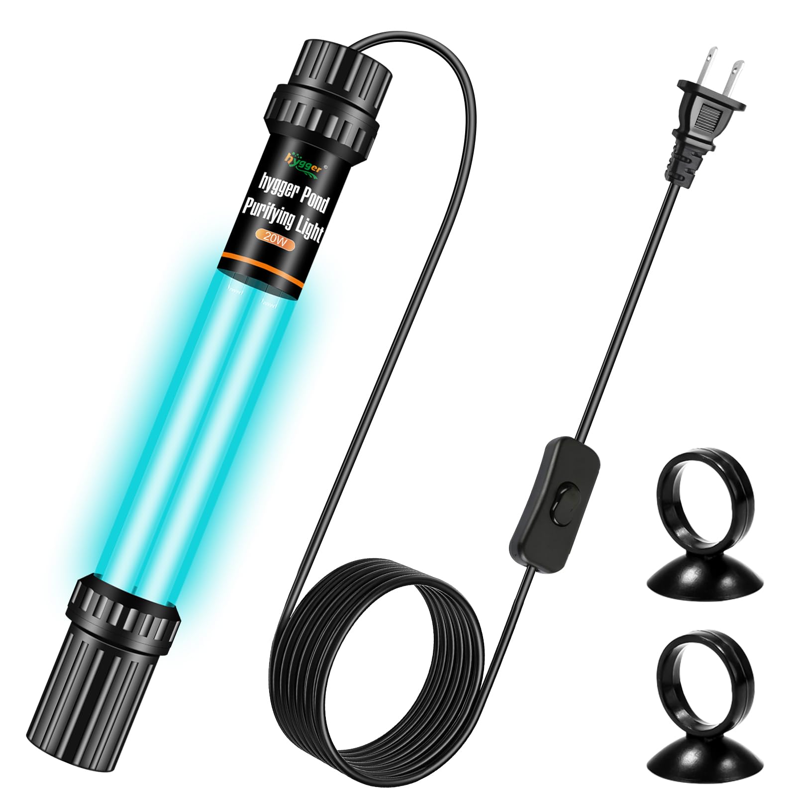 Photo 1 of hygger 20W Aquarium U-V Light for 100-1200 Gallon, Pond Water Clarifier for Green Water and Algae Clean, for Koi Pond, Large Fish Tank, Swimming Pool, Cold Plunge, Spa