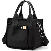 AMXNX Small Tote Bags for Women Canvas Tote Bag with Zipper Satchel Crossbody Bag Work Travel Shoulder Handbags with Pockets