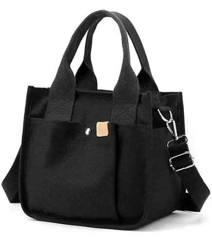Amazon.com: Small Canvas Tote Bag with Zipper, Canvas Multi-Pocket