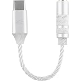 Linsoul Kiwi Ears AD1 Type-C to 3.5mm Female Headphone DAC Adapter Cable | USB C to Aux IEM Dongle with KT02H20 Chip, High Res 32bit/384kHz, CTIA-Standard for iOS/Android/Windows Smartphones, Silver