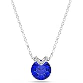 Swarovski Birthstone Pendant Necklace Collection, Square-Cut Stone and Crystals, Rhodium Finish