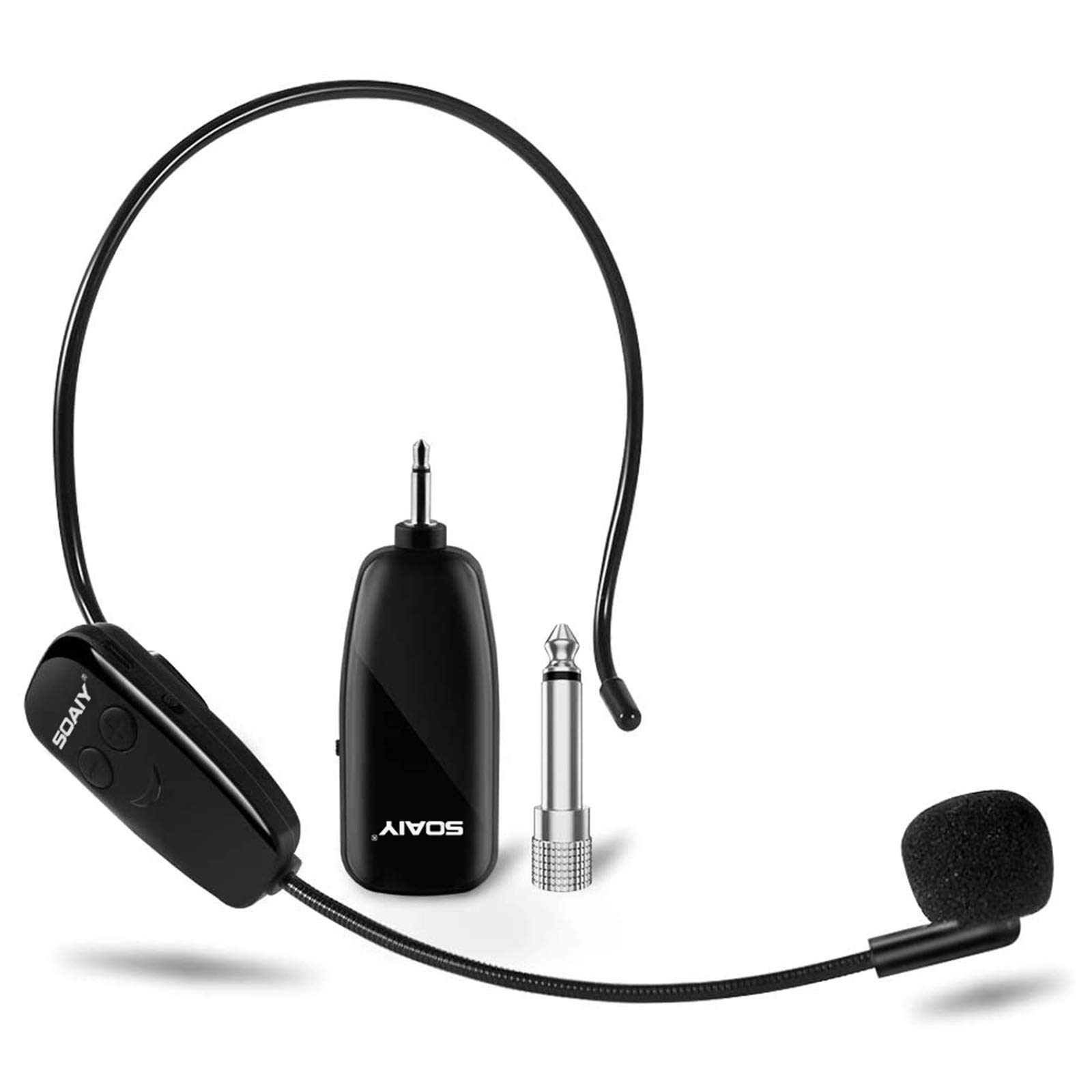 SOAIY Wireless Microphone, UHF Wireless Mic System Headset, 160 ft (50M) Range, Headset and Handheld 2 in 1, 3.5/6.35mm Port, for Speakers, Voice Amplifier, PA System(Not Supported iPhone)
