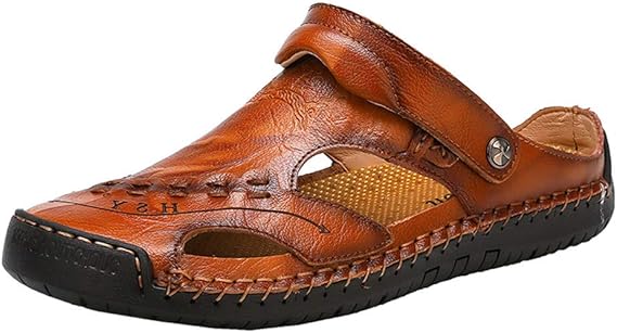 Amazon Co Jp Eldori サンダル 人気 ファッション 超快適 着やすい 通気性 排水速乾性 ユニークな人格 新しい夏のメンズカジュアルシューズ通気性 ある手縫い 大きいサイズのレザーサンダル毎日トレンドアウトドアビーチシューズ 服 ファッション小物