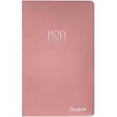 Personalized NIV Small Print Bible for Adults, Name Engraved, Standard Size | Customize Your Pink Faux Leather Bible on the Lower Right Corner with Red Letter Text and Stay-Open Lay-Flat, Christian Gift