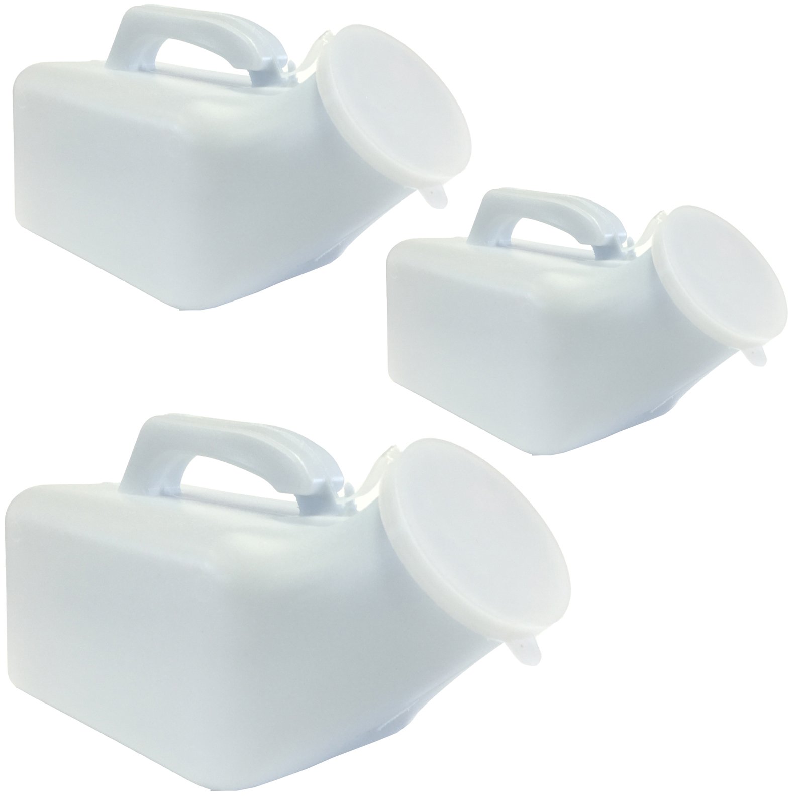 1000ml Male Mens Travel Outdoor Plastic Emergency Portable Toilet Urinal - 3 x Bottles + Lid