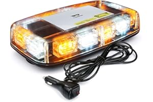 LUMENIX 36 LED Roof Top Mini Strobe Light with Magnetic Base, High-Bright Emergency Safety Warning LED Flashing Strobe Light Bar for Snow Plow Pickup Trucks Construction Vehicles - Amber/White