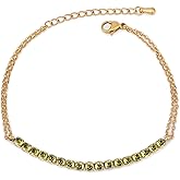 TaYolnFaSo Tennis Bracelet with Sparkling Cubic Zirconia Gold Bracelets for Women Adjustable Birthstone Bracelet Jewelry for Women