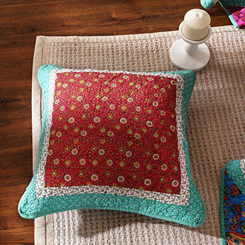 DaDa Bedding Set of Two - Patchwork Cotton Fairy Forest Glade - Floral Turquoise Bohemian Cushion Covers - 18