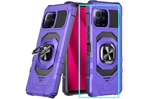 AULZAJU for T-Mobile Revvl 7 Pro 5G Case with Screen Protector,Revvl 7 Pro 5G Phone Case Military Grade Protection Magnetic Ring Stand Rugged Soft Silicone Shockproof Cover for T-Mobile Revvl 7 Pro Purple