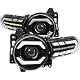 Spec-D Tuning Black Projector Headlights w/LED Sequential Turn Signals and Startup Animation Compatible with 2007-2014 Toyota FJ Cruiser, Left + Right Pair Headlamp Assembly
