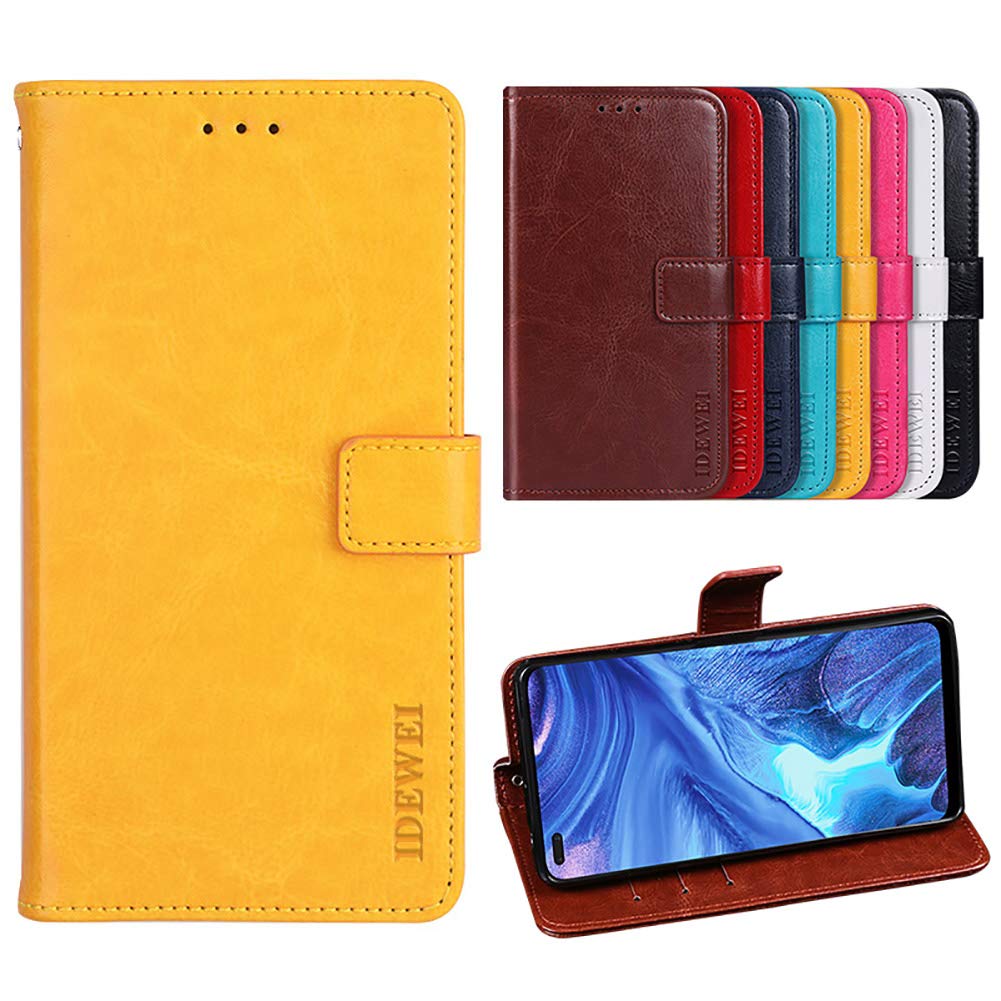 BeyondTop Case for Motorola Moto E20/E40/E30 PU Leather Wallet Flip has Kickstand function and Card Slots with Magnetic Buckle Phone Cover for Motorola Moto E20/E40/E30-Yellow