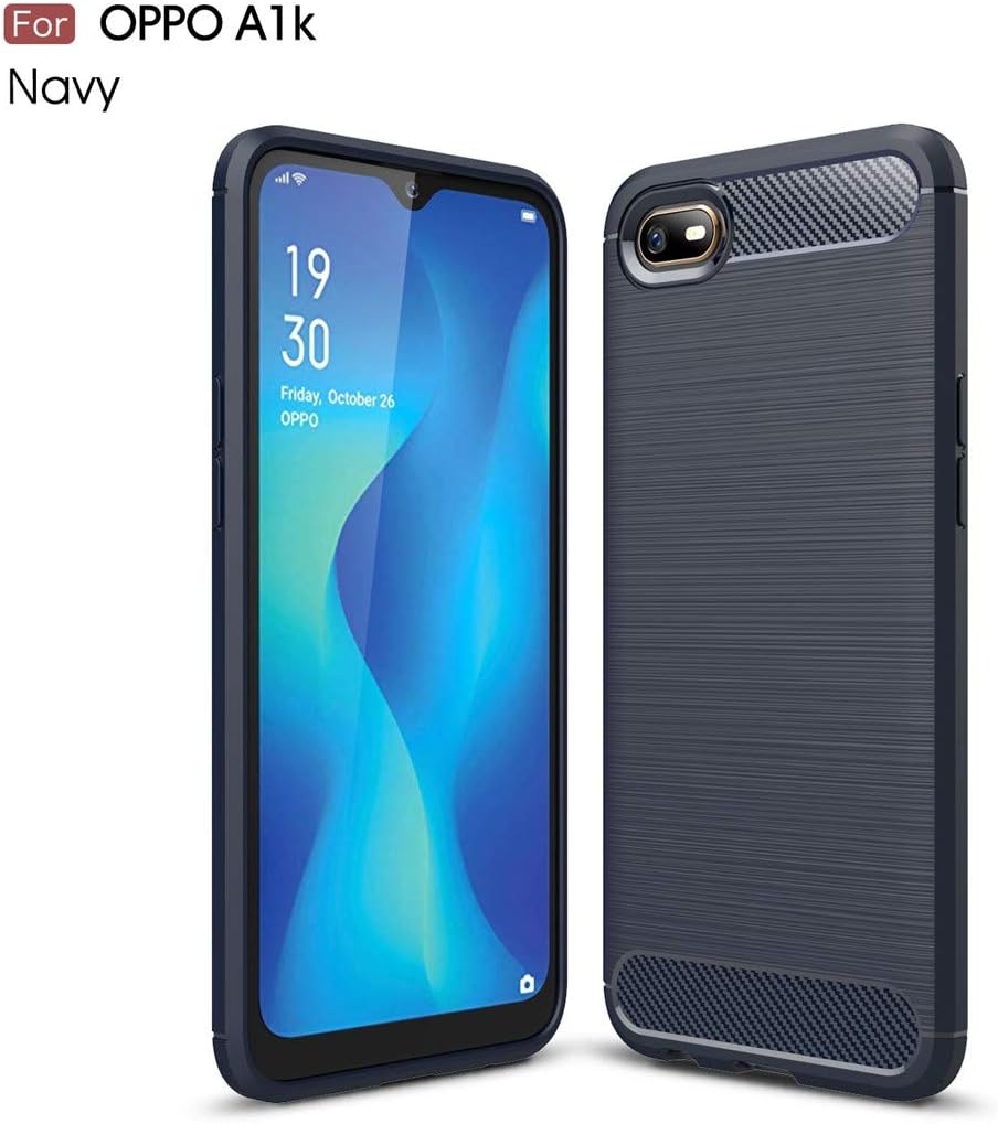 ZHANGTAI Phone Back Cover Brushed Texture Carbon Fiber TPU Case for Oppo A1K(Black) Case Cover Sleeves (Color : Navy Blue)
